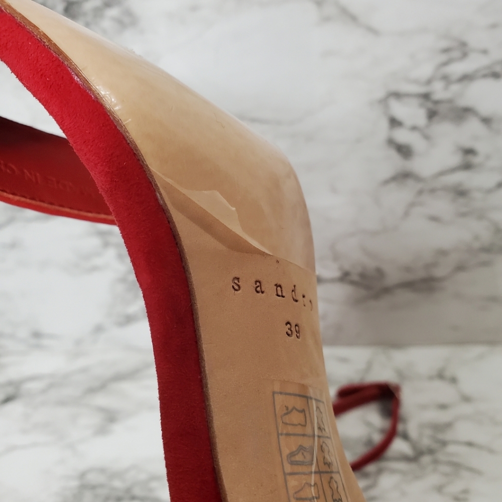 Sandro Nina Red Suede Ankle Buckle Heels. EU39 - Picture 10 of 10